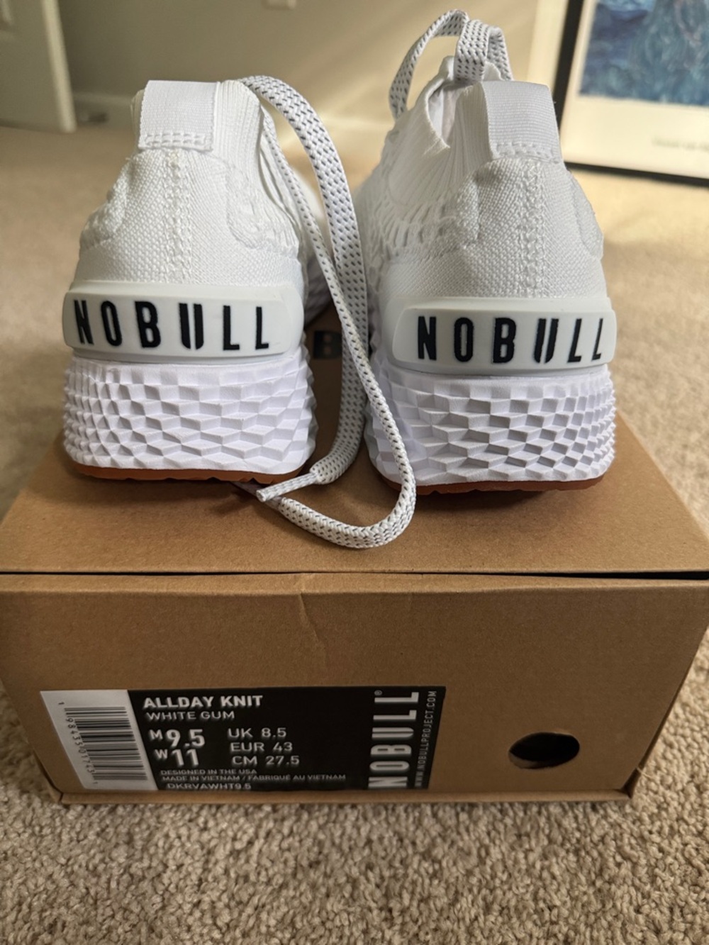 NOBULL White Knit Athletic Sneakers with Gum Outsole